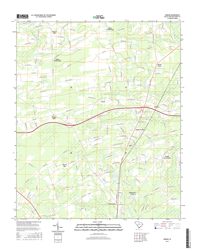 Adrian South Carolina  - 24k Topo Map