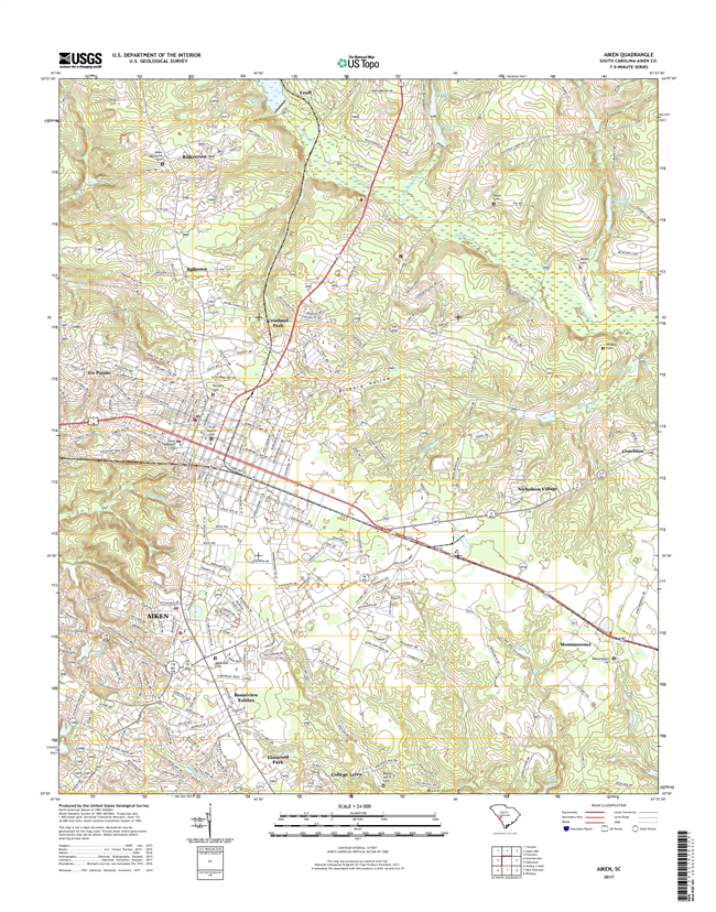 Aiken South Carolina  - 24k Topo Map