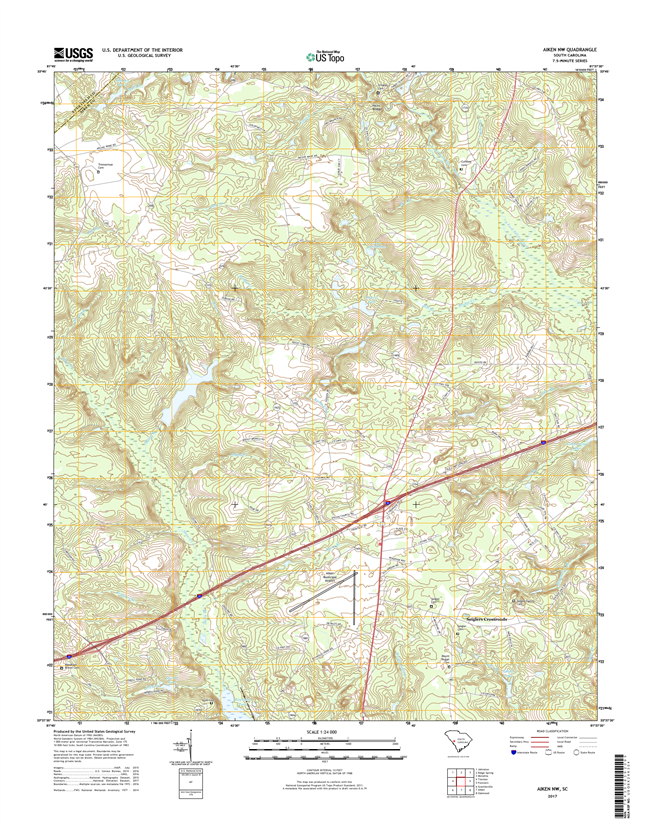 Aiken NW South Carolina  - 24k Topo Map