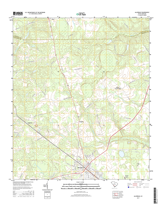 Allendale South Carolina  - 24k Topo Map