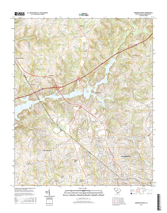 Anderson North South Carolina  - 24k Topo Map