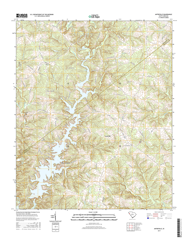 Antreville South Carolina  - 24k Topo Map