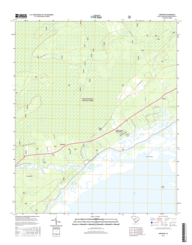 Awendaw South Carolina  - 24k Topo Map