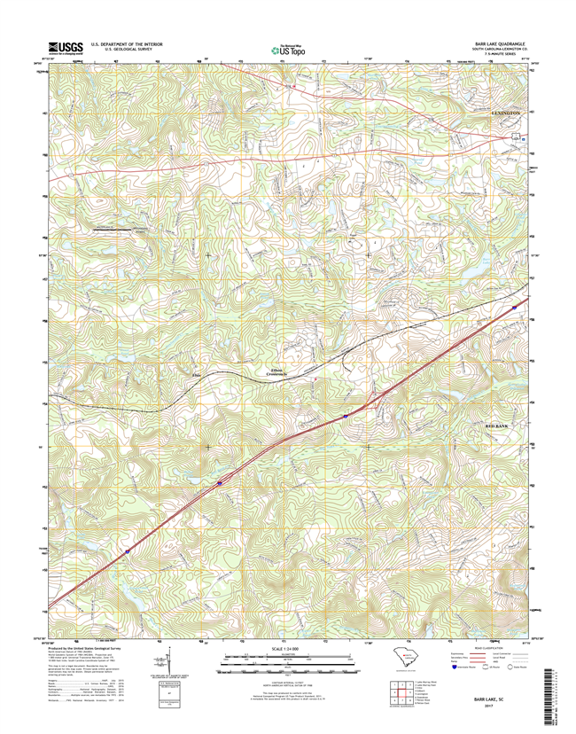 Barr Lake South Carolina  - 24k Topo Map