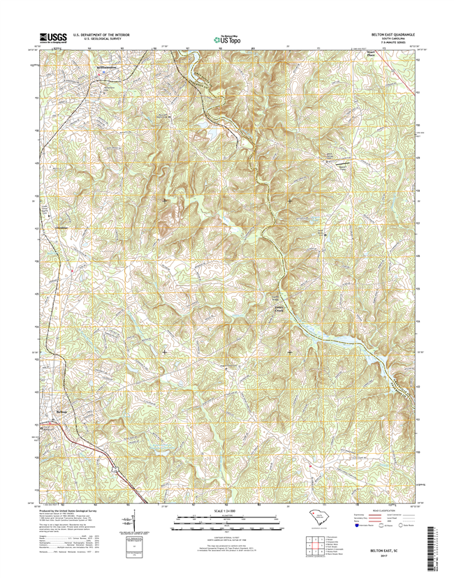 Belton East South Carolina  - 24k Topo Map