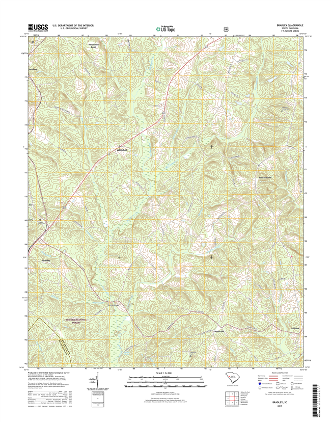 Bradley South Carolina  - 24k Topo Map