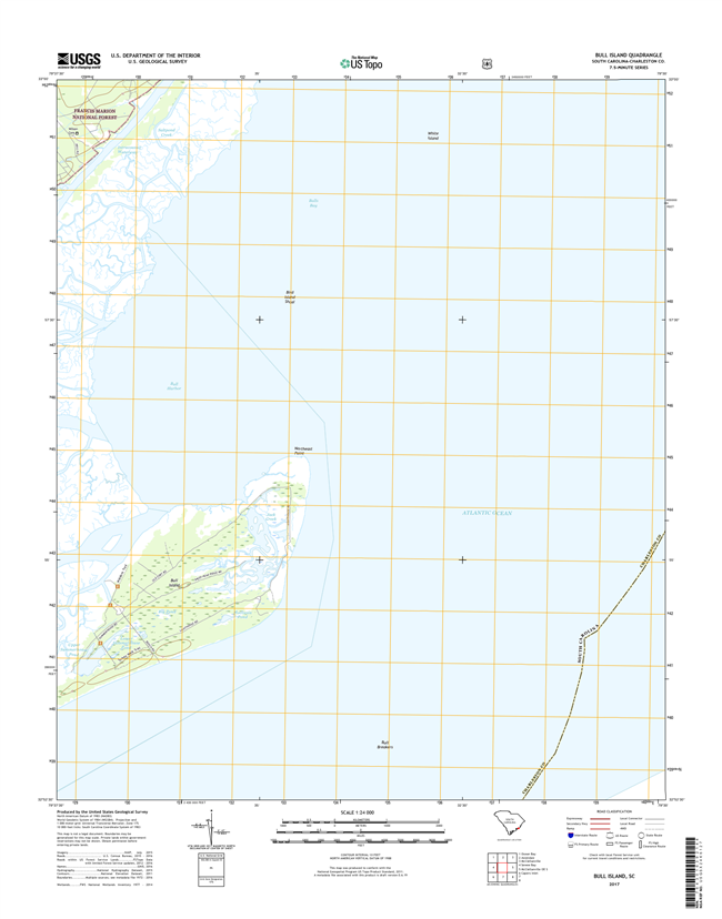 Bull Island South Carolina  - 24k Topo Map