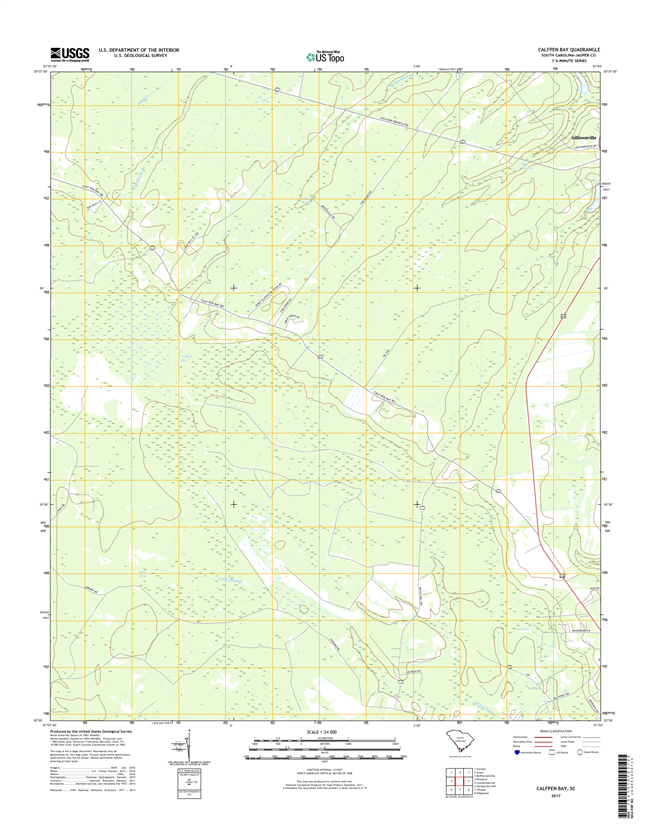 Calfpen Bay South Carolina  - 24k Topo Map