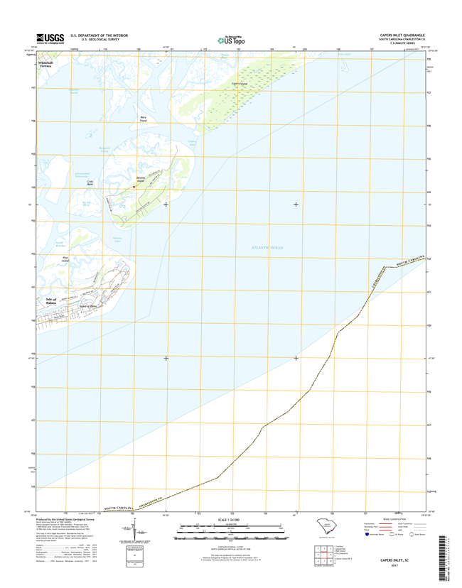 Capers Inlet South Carolina  - 24k Topo Map