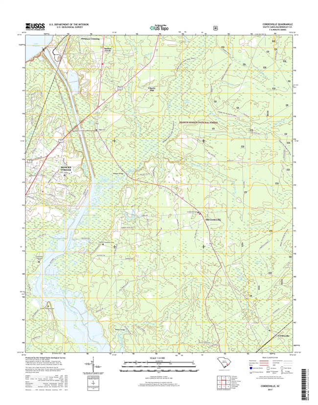 Cordesville South Carolina  - 24k Topo Map