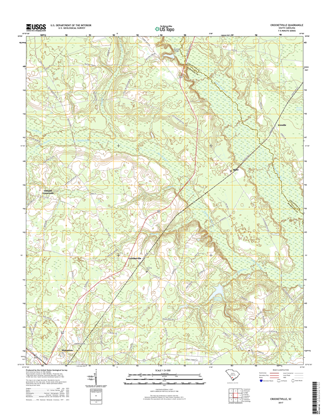 Crocketville South Carolina  - 24k Topo Map