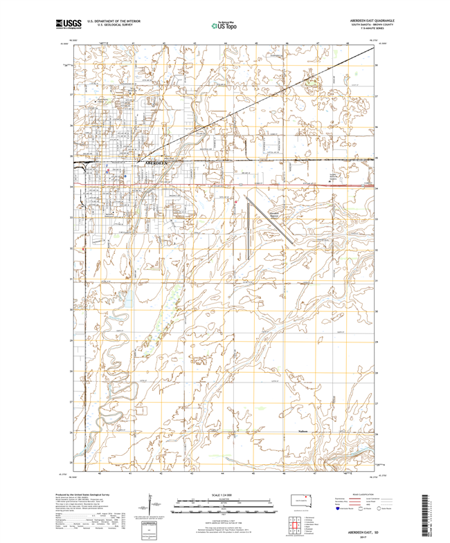 Aberdeen East South Dakota  - 24k Topo Map