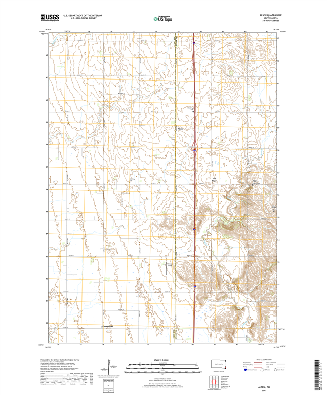Alsen South Dakota  - 24k Topo Map