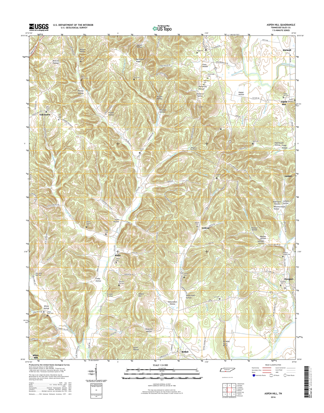 Aspen Hill Tennessee  - 24k Topo Map