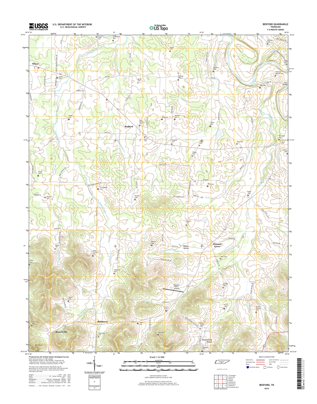 Bedford Tennessee  - 24k Topo Map