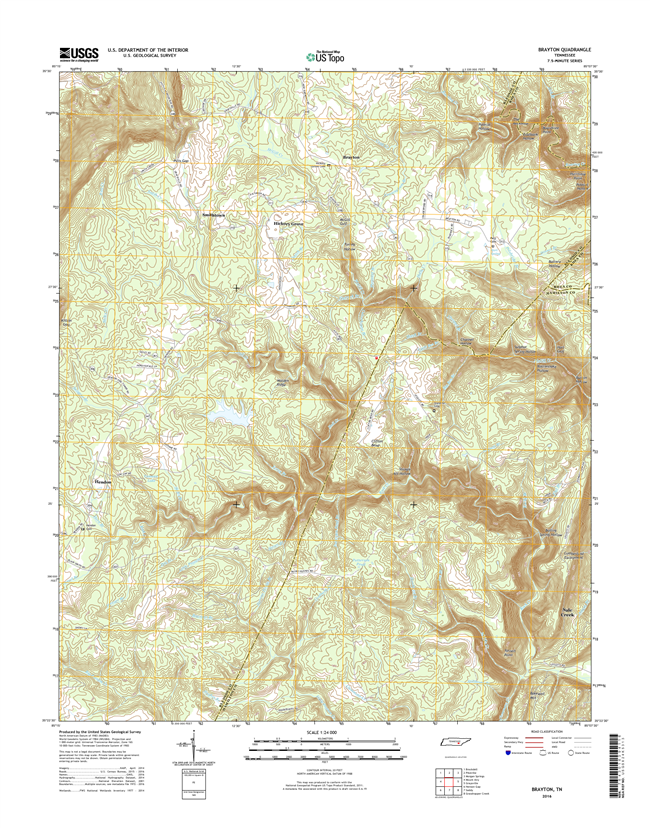 Brayton Tennessee  - 24k Topo Map