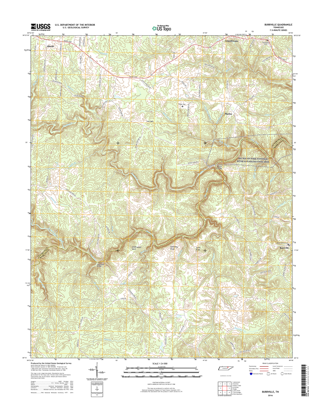 Burrville Tennessee  - 24k Topo Map