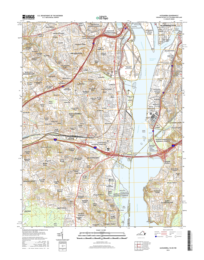 Alexandria Virginia -DC - Maryland - 24k Topo Map