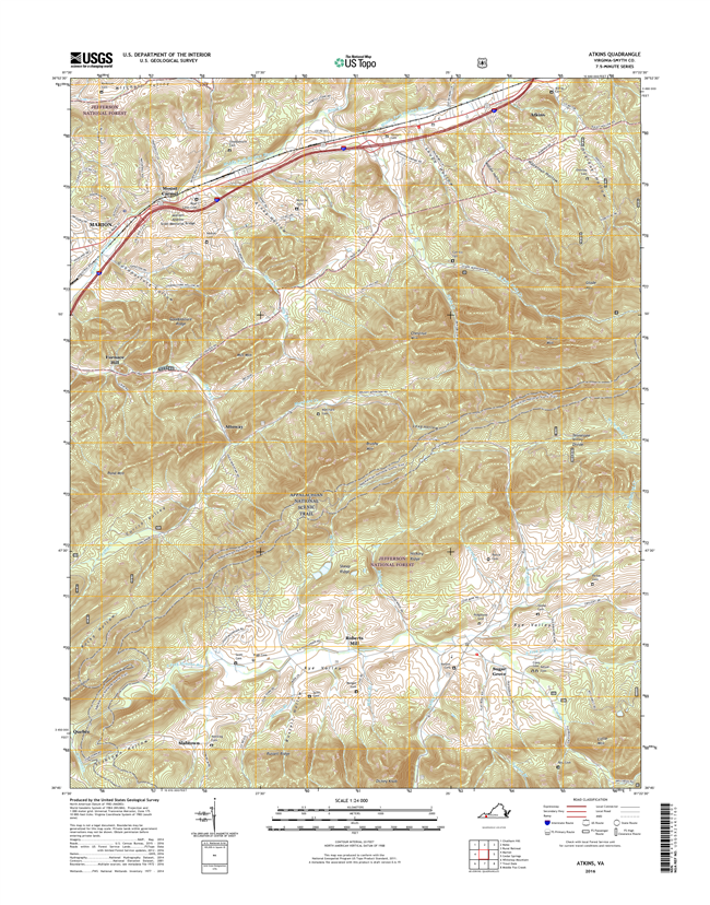 Atkins Virginia  - 24k Topo Map