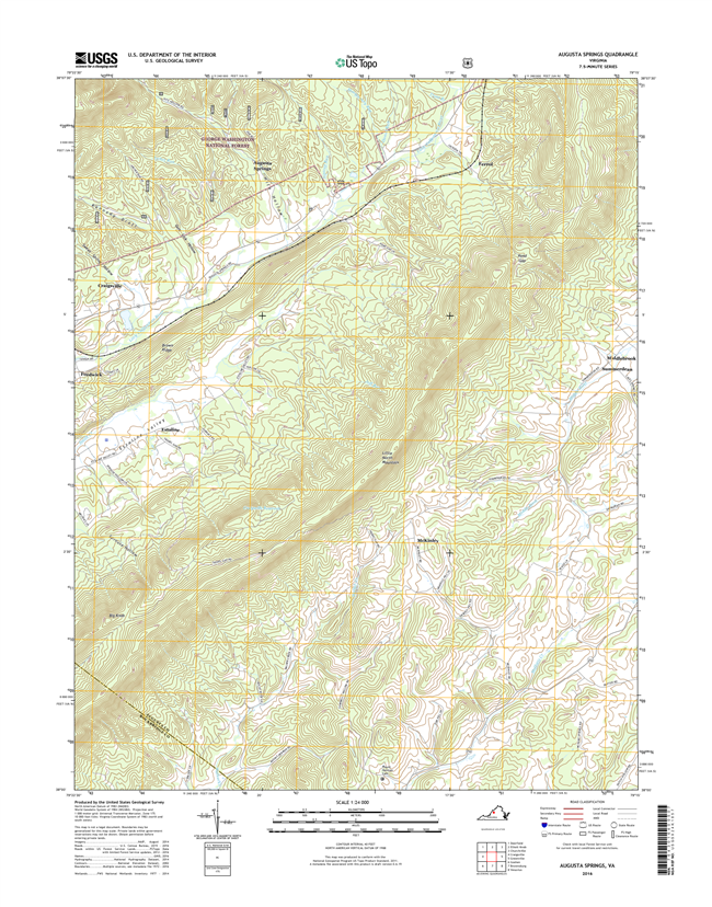 Augusta Springs Virginia  - 24k Topo Map