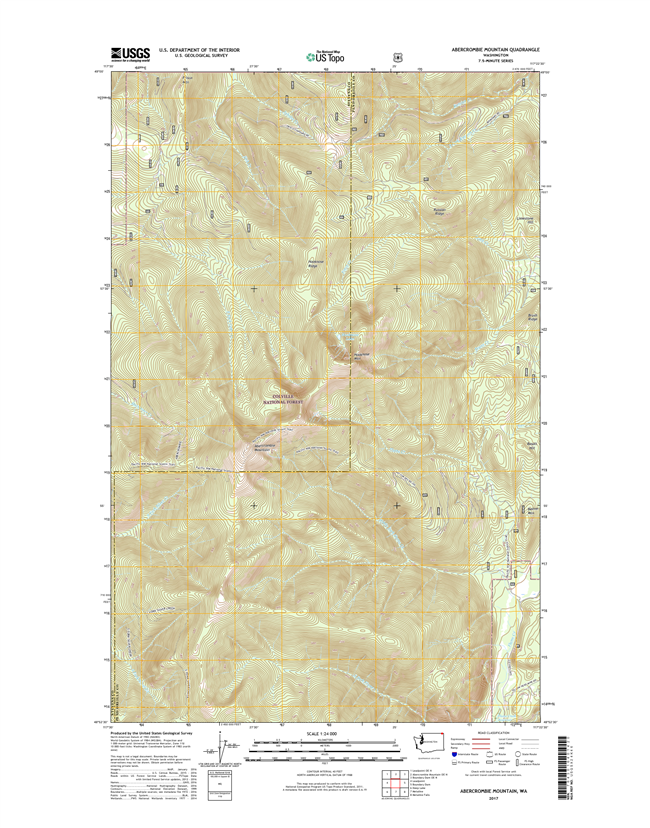 Abercrombie Mountain Washington  - 24k Topo Map