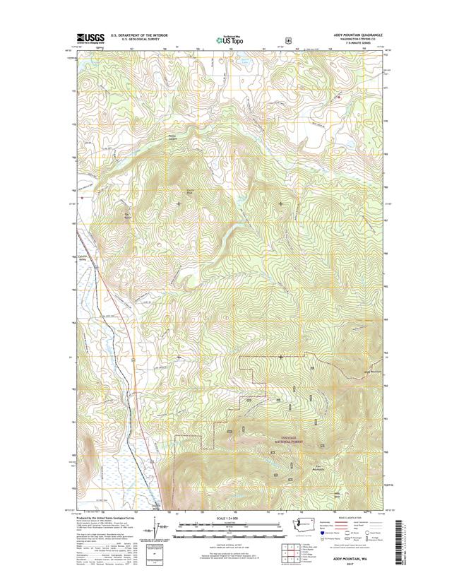 Addy Mountain Washington  - 24k Topo Map