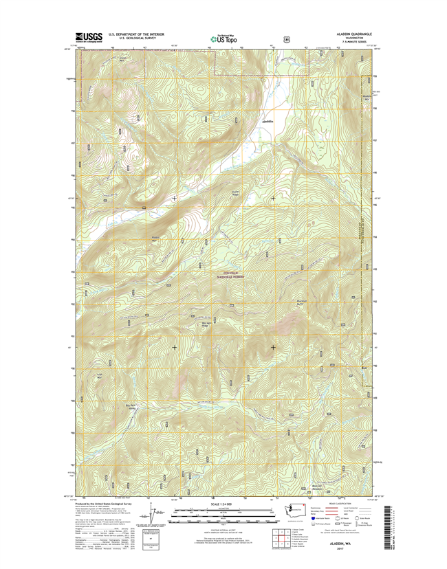 Aladdin Washington  - 24k Topo Map