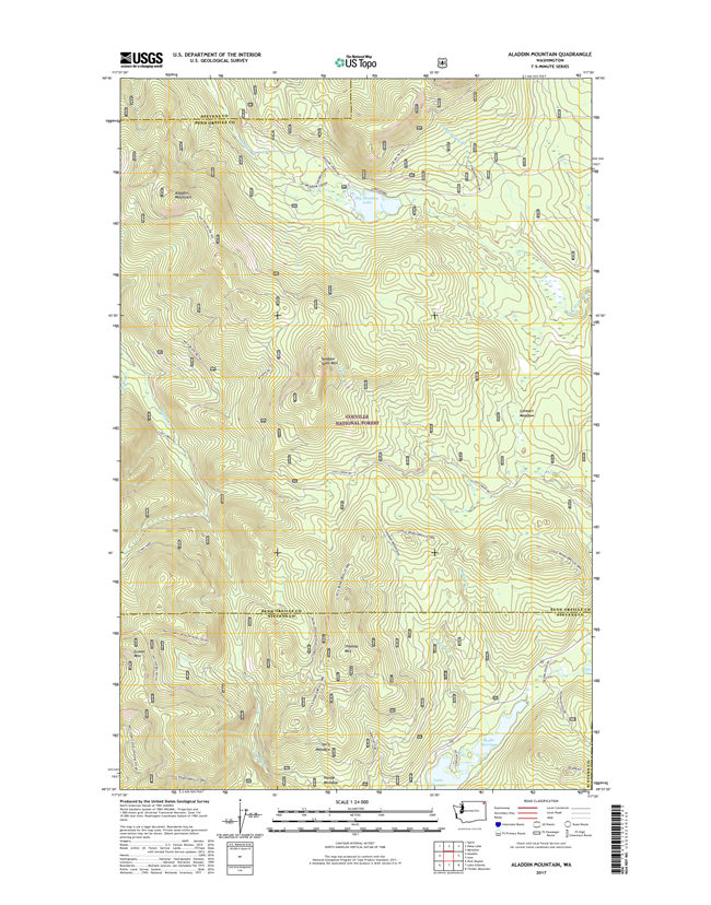 Aladdin Mountain Washington  - 24k Topo Map