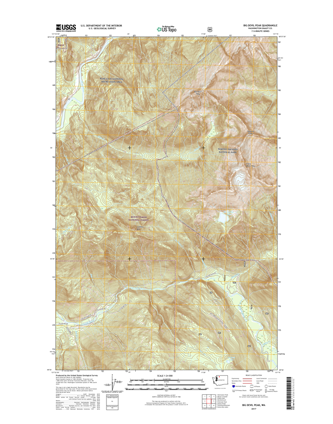 Big Devil Peak Washington  - 24k Topo Map