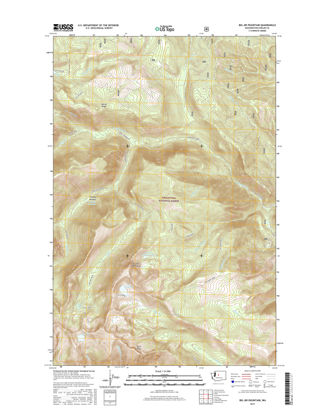 Big Jim Mountain Washington  - 24k Topo Map