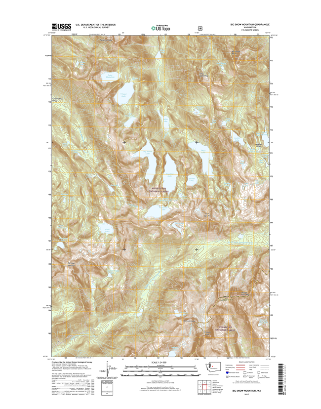 Big Snow Mountain Washington  - 24k Topo Map