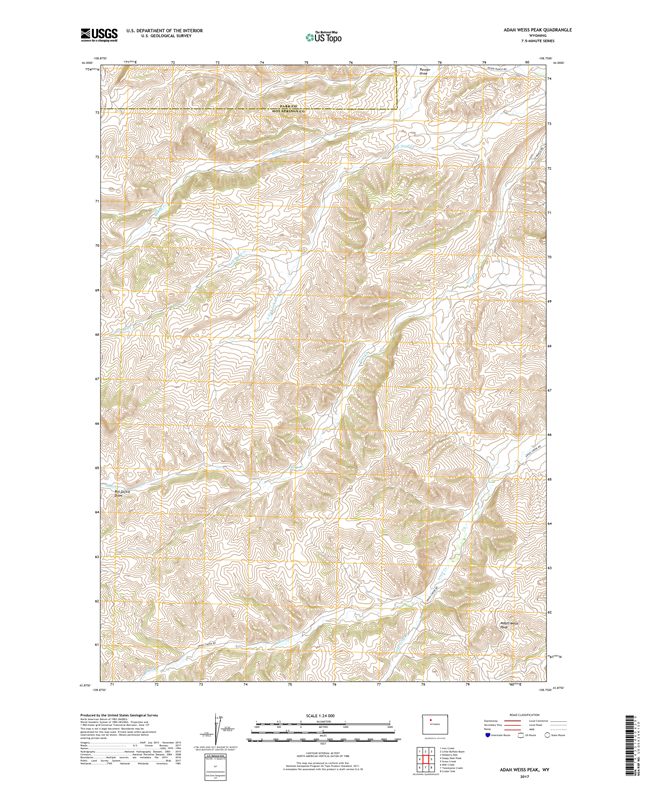 Adam Weiss Peak Wyoming - 24k Topo Map