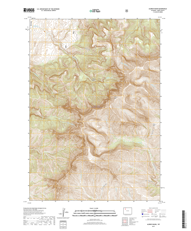 Aldrich Basin Wyoming - 24k Topo Map