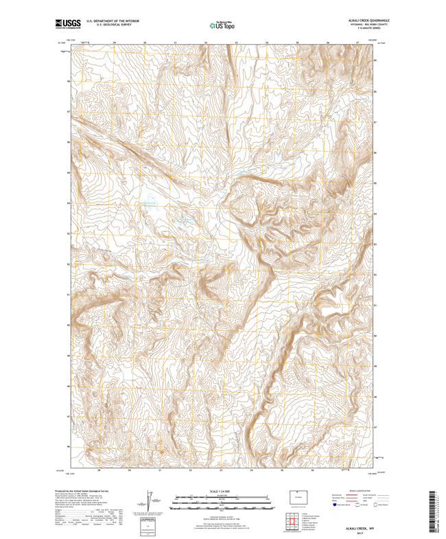 Alkali Creek Wyoming - 24k Topo Map
