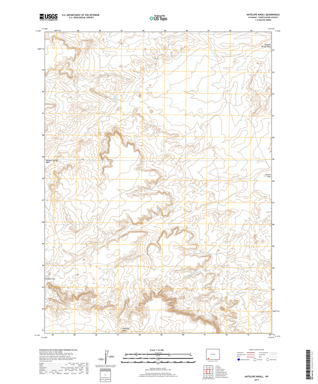 Antelope Knoll Wyoming - 24k Topo Map