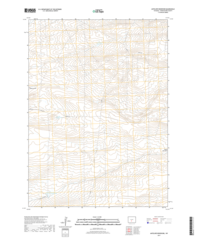 Antelope Reservoir Wyoming - 24k Topo Map