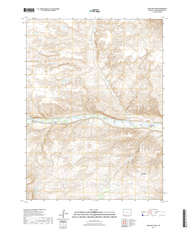 Antelope Wash Wyoming - 24k Topo Map