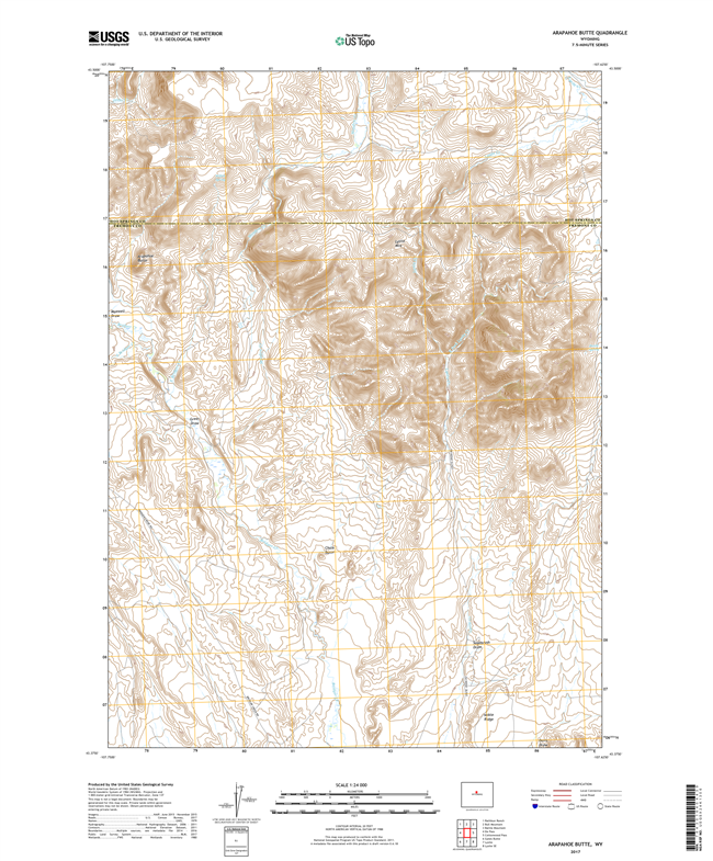 Arapahoe Butte Wyoming - 24k Topo Map