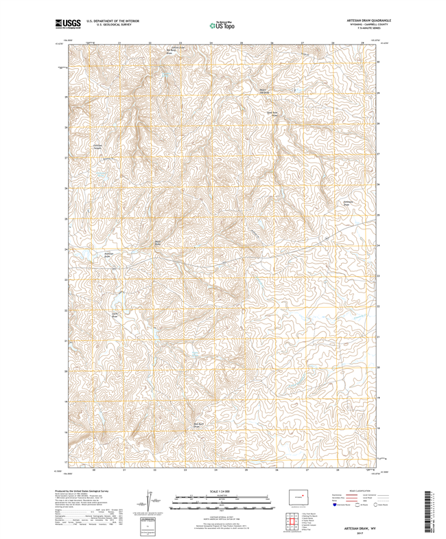 Artesian Draw Wyoming - 24k Topo Map