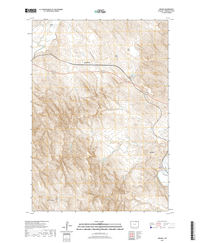 Arvada Wyoming - 24k Topo Map