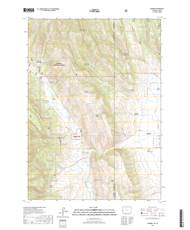 Auburn Wyoming - Idaho  - 24k Topo Map