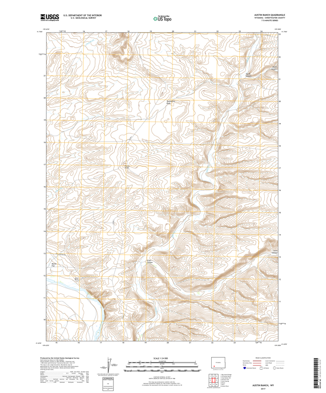 Austin Ranch Wyoming - 24k Topo Map
