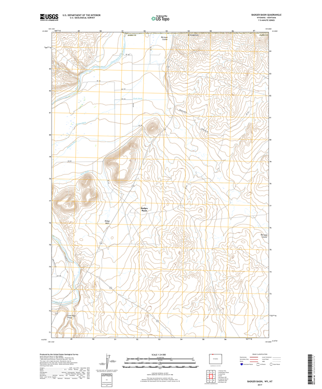 Badger Basin Wyoming - Montana - 24k Topo Map