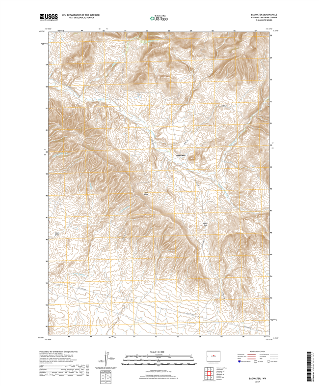 Badwater Wyoming - 24k Topo Map