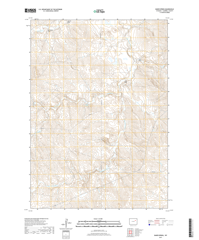 Baker Spring Wyoming - 24k Topo Map