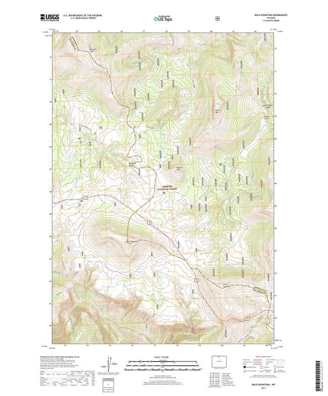 Bald Mountain Wyoming - 24k Topo Map