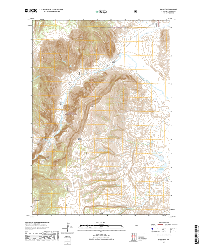 Bald Peak Wyoming - 24k Topo Map