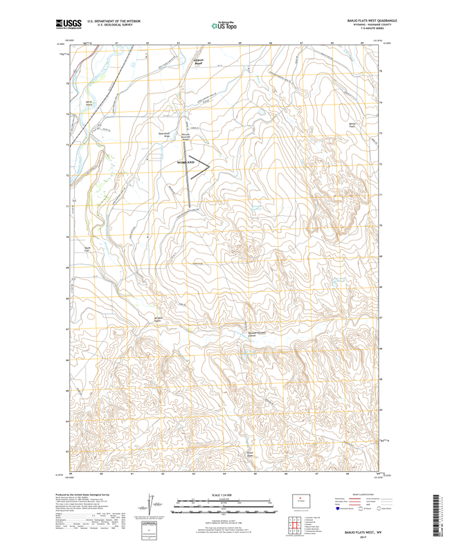 Banjo Flats West Wyoming - 24k Topo Map