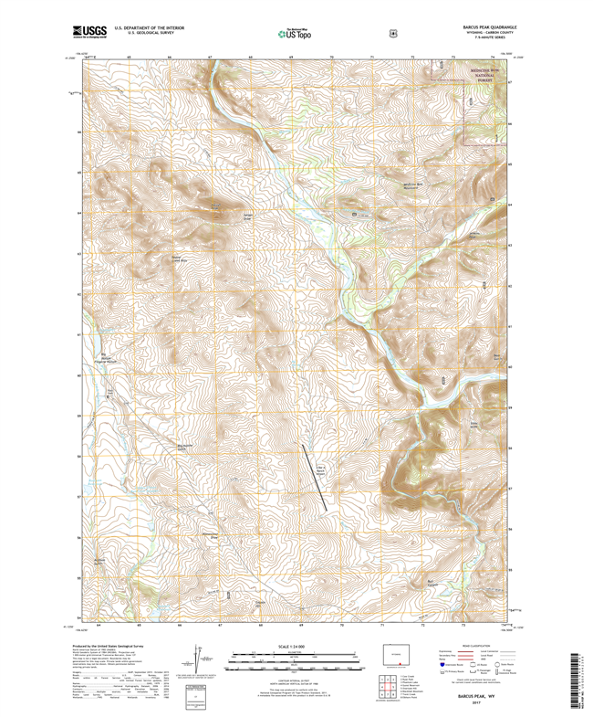 Barcus Peak Wyoming - 24k Topo Map