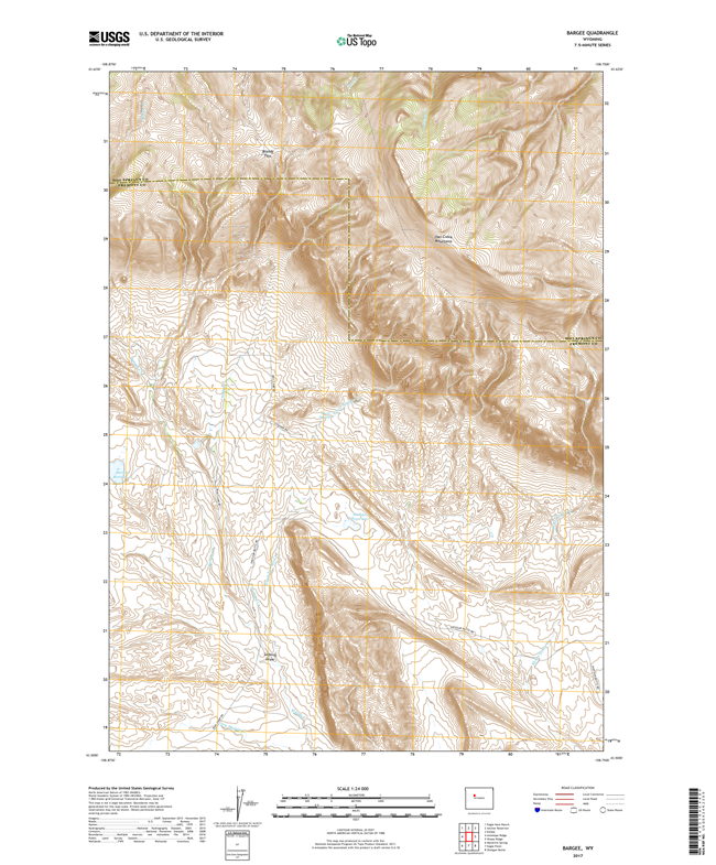 Bargee Wyoming - 24k Topo Map